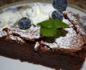 Chocolate Sin with Whipped Cream and Berries