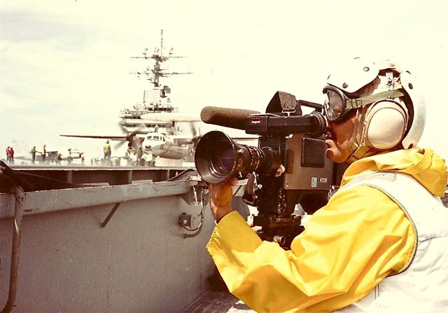 Carlos Filming on the USS Eisenhower