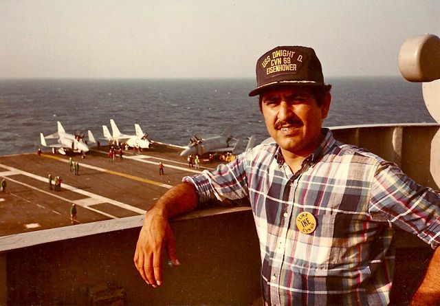 Carlos on the USS Eisenhower