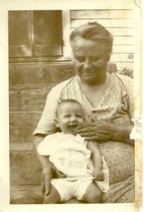 Neil Chandler as a baby with Grannie Maud Taylor Chandler.